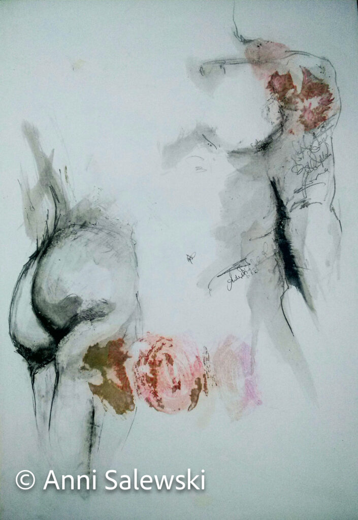 Akt Skizze 50x70cm Mischtechnik auf Papier